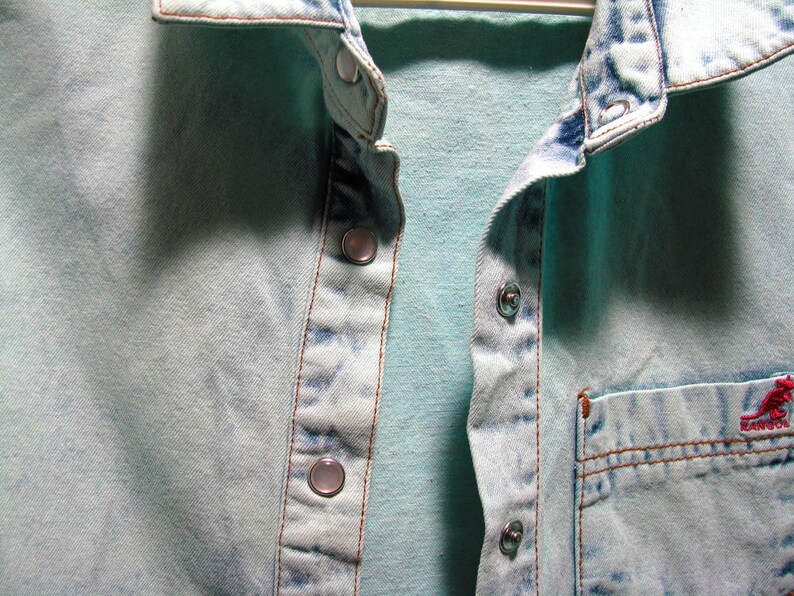 Woman Kangol Denim Shirt Jacket BlouseKangol vintage Denim Shirtjeans Shirt BlouseGirl Woman Denim Jacket Shirt Bleach WashedBig Size