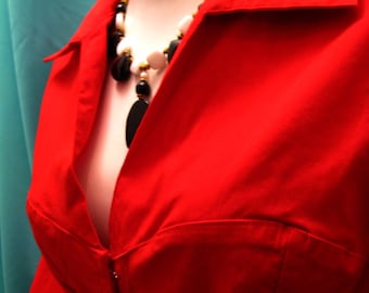 Mujer vintage corsé rojo chaqueta blusa / corsé blusa / chaqueta roja / blusa roja / chaqueta de corsé / lolita dulce / voman vintage / blusa roja de estilo gótico