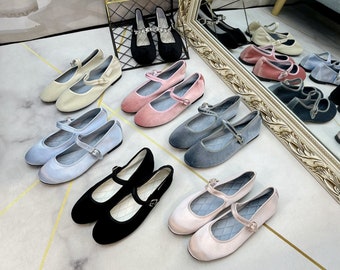 2023 New korea .Shoes Flats Fashion Mary Jane. Shoes Round Toe Women's. Shoes Velvet Silk Flats. Women Shoes style design
