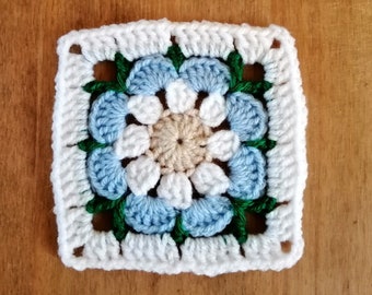 PDF CROCHET : Motif Granny fleur, Carré Grand-Mère, Photos à chaque rang et assemblage, Facile à réaliser avec schéma, Tuto en FRANCAIS !