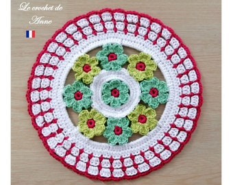 PDF CROCHET - Mandala orné de fleurs colorés , Centre de table , Mandala bohème , African flower , facile à réaliser , Tuto en FRANCAIS !