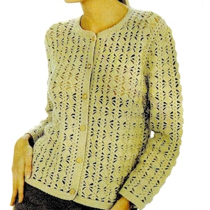 Modèle GILET laine fermé par 6 boutons ronds, Motifs fantaisie,  Explications et grilles en Français, PDF crochet Vintage en FRANCAIS !