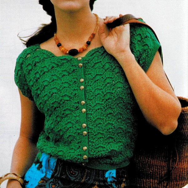 Modèle GILET femme vert sans manches, Tutoriels explications et grilles en Français, PDF crochet Vintage en FRANCAIS !