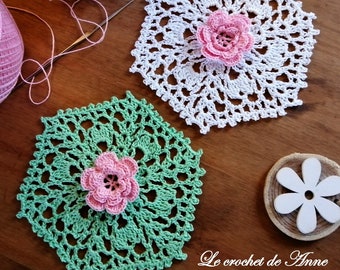 PDF CROCHET - Motif fleur dentelle Irlandaise, Photos à chaque rang et schéma, Déco maison bohème, Applique en dentelle, Tuto en FRANCAIS !