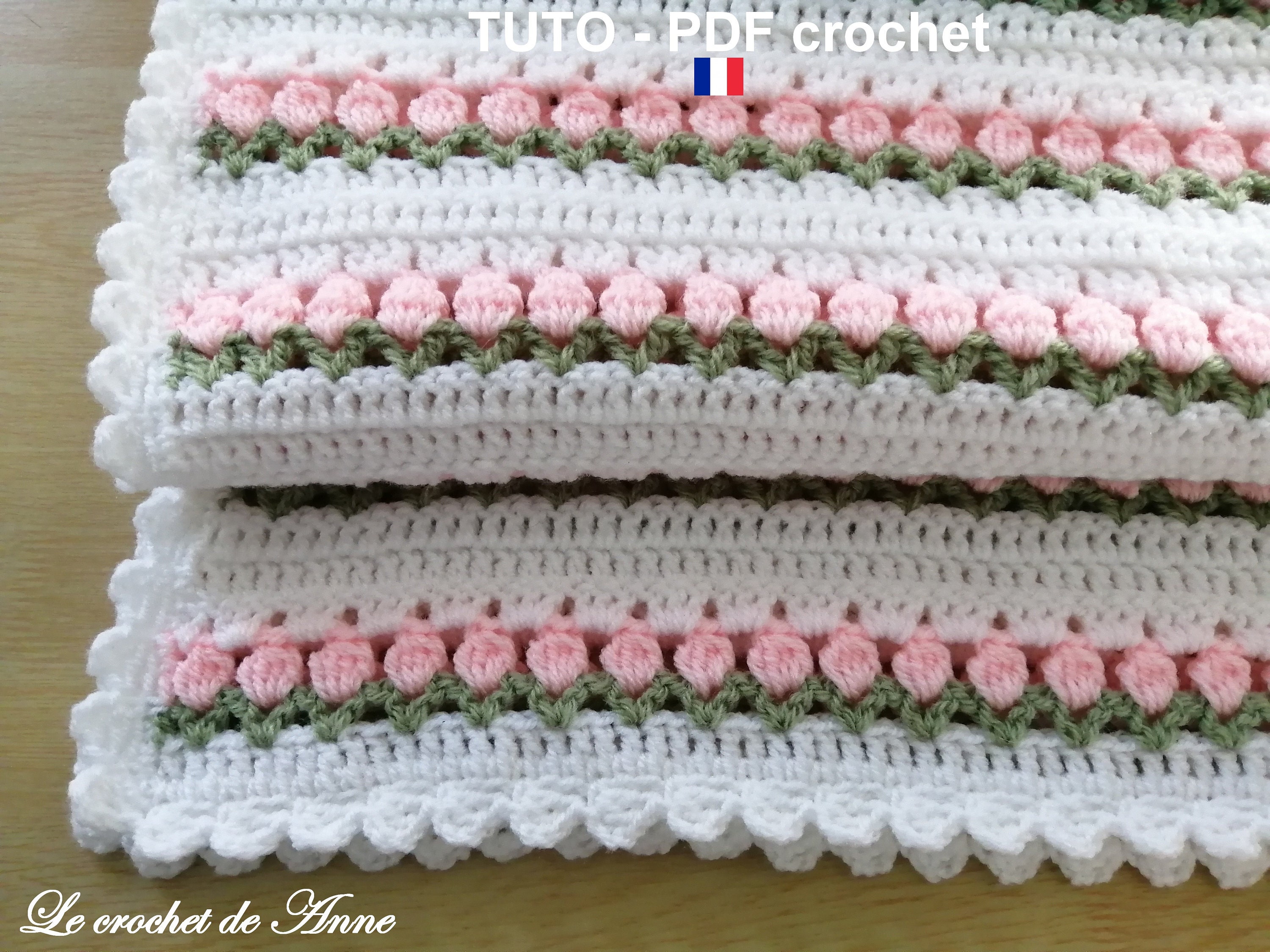 Pdf Crochet Couverture Bebe Orne De Jolis Rangs Fleuris Etsy Schweiz