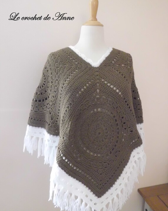 Pdf Crochet Poncho Boheme Hippie Aux Carres Granny Geants Etsy Australia