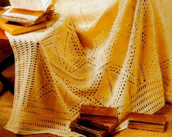 Modèle PLAID laine crème, carrés Granny en croix, Style Campagnard, Tuto explications et grilles en Français, PDF crochet Vintage FRANCAIS !