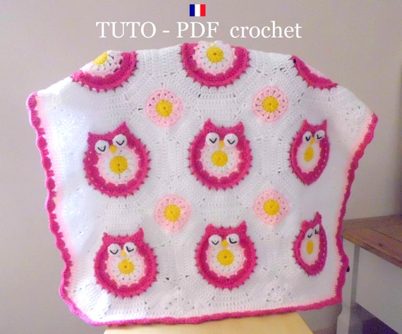 Pdf Crochet Couverture Bebe Orne De Chouettes Colorees Sur Etsy Hong Kong