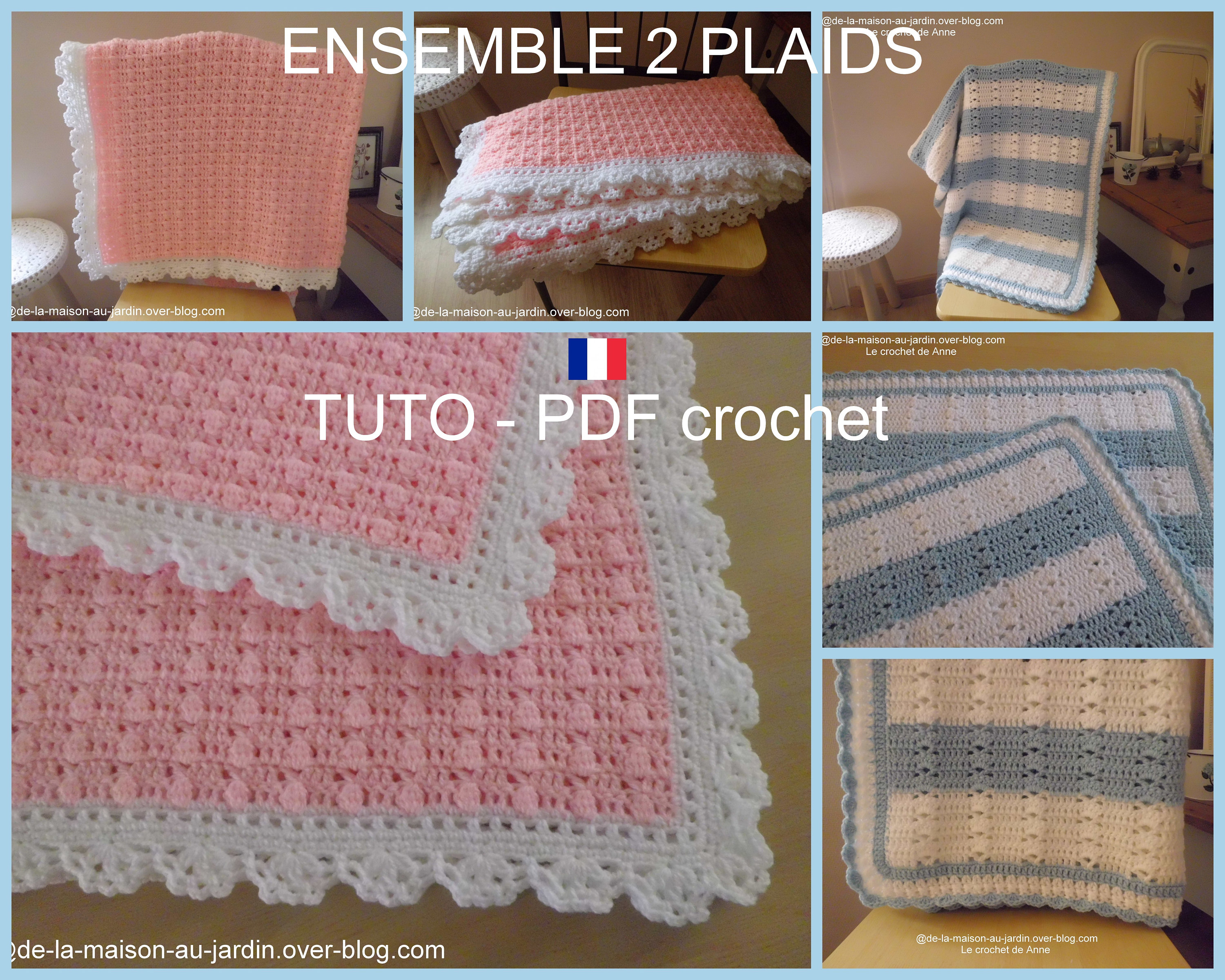 Ensemble De 2 Pdf Crochet Couverture Bebe Rose Orne Etsy