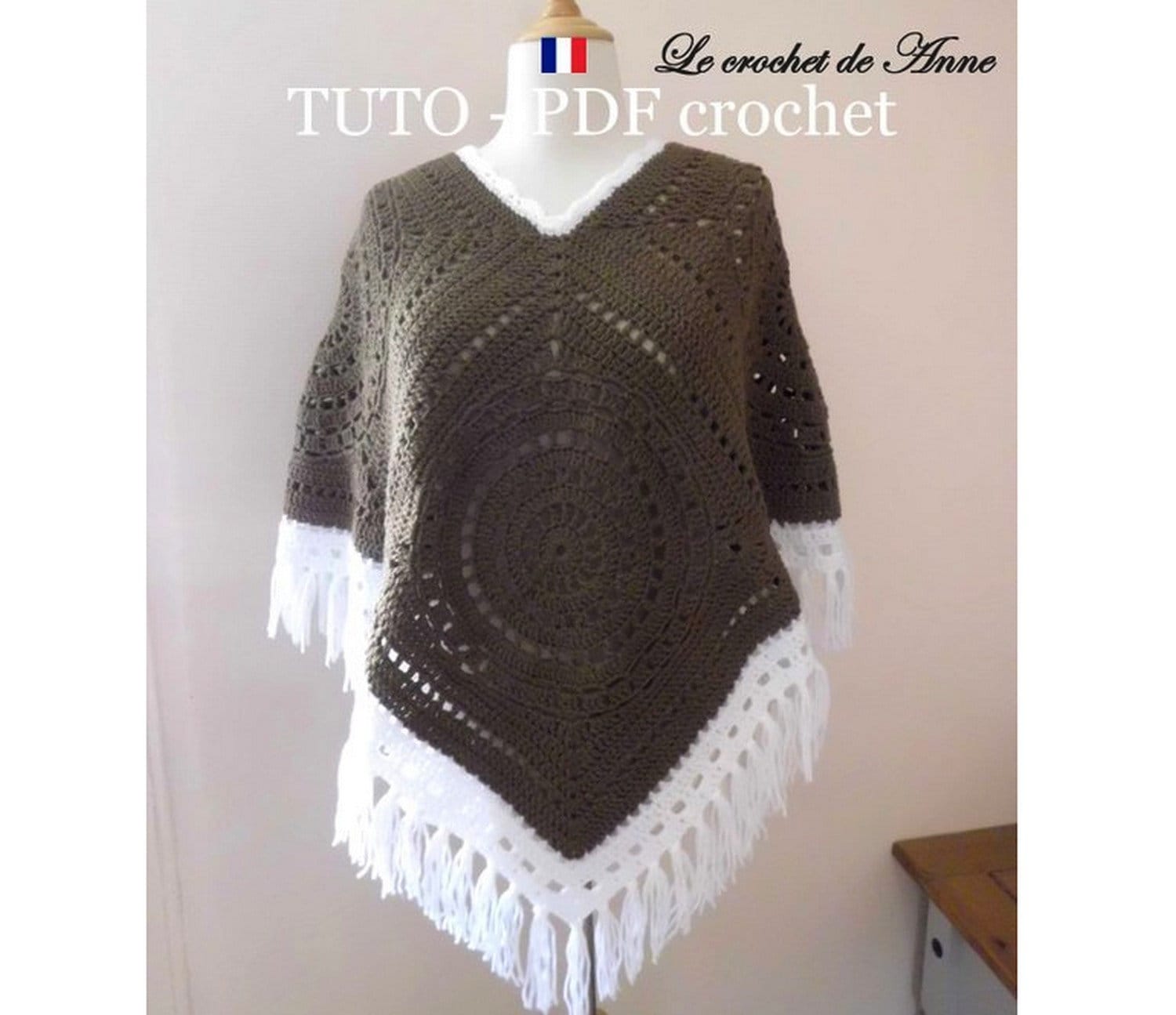 Pdf Crochet Poncho Boheme Hippie Aux Carres Granny Geants Etsy Australia