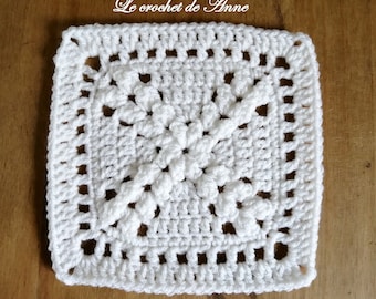 PDF CROCHET : Motif Carré Granny Grand-Mère, Motif carré en croix, Photos à chaque rang, Facile à réaliser avec schéma, Tuto en FRANCAIS !