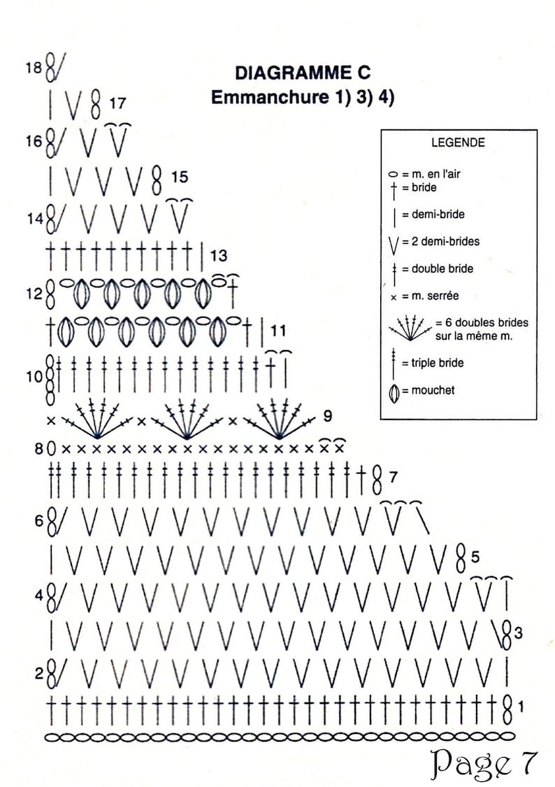 Modèle TOP coton écru, Taille 34/36, 38/40, 42/44, 46/48, Tutoriels explications et grilles, PDF crochet Vintage Français et English image 4