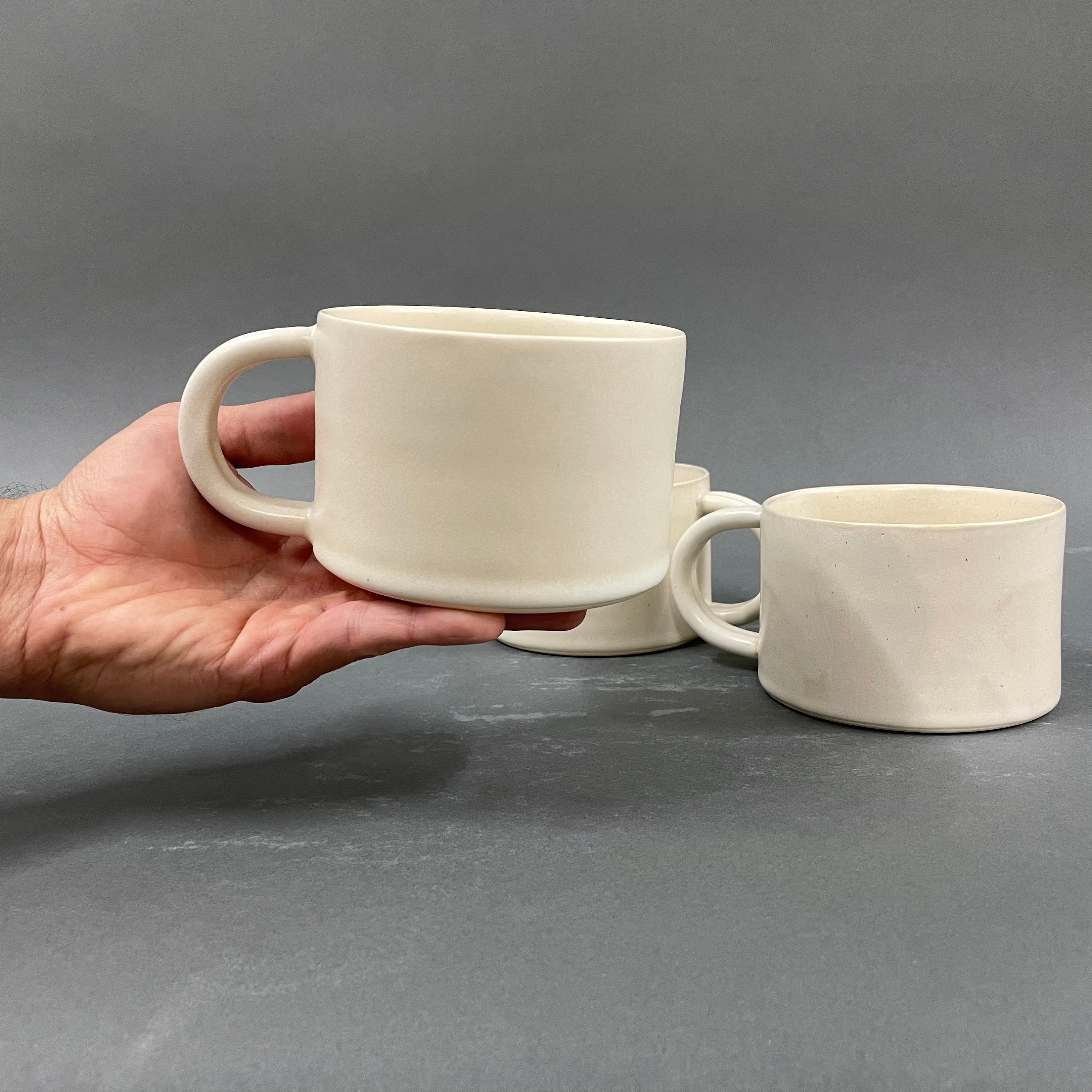 Oversized Ceramic Mug Warm White Pottery cup stoneware Etsy