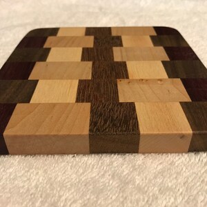 Small Trivet Black Walnut & Maple Wood Handcrafted Board