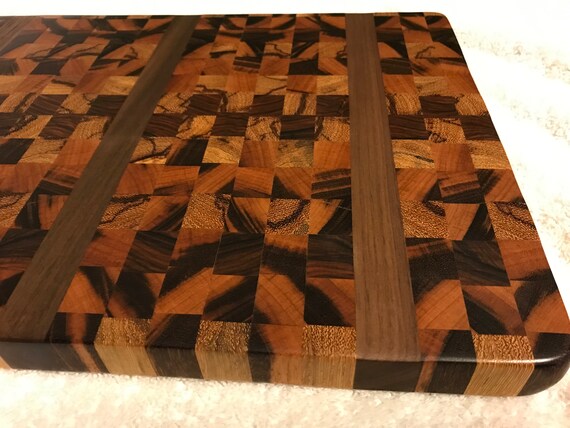 End Grain Marblewood, Walnut, Rosewood, Cocobolo & Bocote Wood Handcrafted  Cutting Board - Etsy