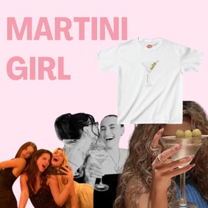 martini girl baby tee/y2k/martini/olives/2000s/trendy/cute/coquette/pinterest/croptop