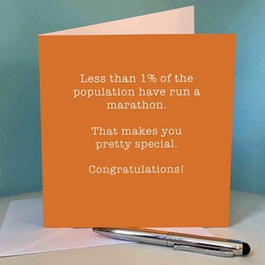 Marathon Congratulations Card for Runner / Running Friend - 'Less than 1%...that makes you pretty special' (orange)