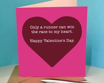 Valentine’s Greetings Card for Runner / Running Partner – ‘Win the pace to my heart’