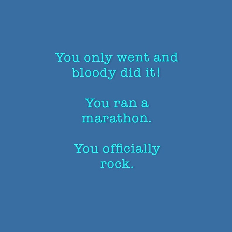 Marathon Congratulations Card for Runners / Running Friend 'you Only