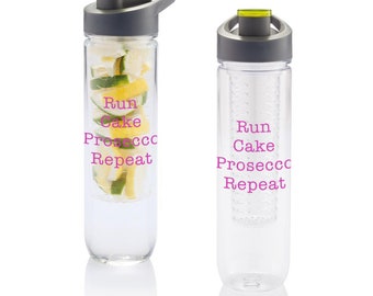 Run Cake Prosecco Repeat – Premium Infuser Water Bottle - gift for runners / a runner