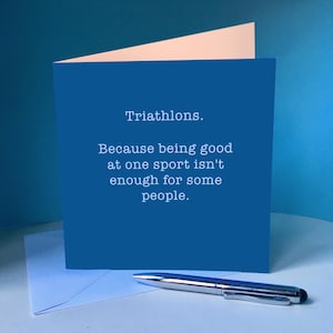 Triatlonkaart voor felicitaties of geluk voor een triatleet/Ironman