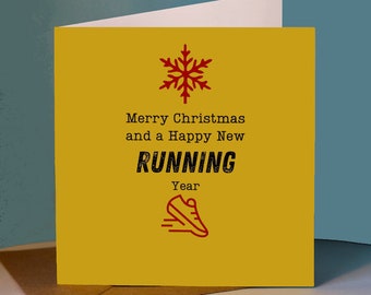 Christmas / Xmas Card for Runner / Running Friend - 'Merry Christmas and Happy Running New Year' card'