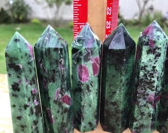 RUBY ZOISITE, ruby Towers, natural crystal points!