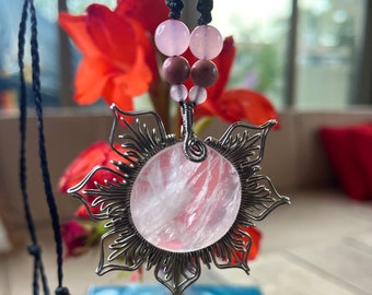 Macrame Crystal Necklace, Wrapped Gemstone Pendant, Bohemian Men's Stone Necklace, Boho Healing Crystal Jewellery Gift for Him and Her