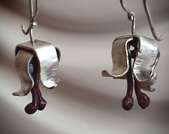 Boucles d'oreilles fleur de tulipe en argent sterling