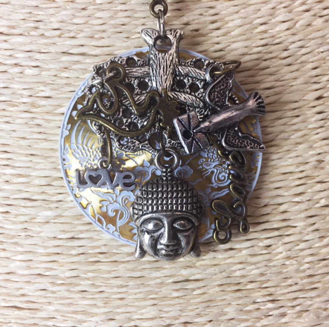 Collars to Choose Zen Theme peace and Love Bronze Etsy