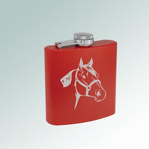 Colored Stainless Steel Horse Flask with your choice of Horse Design | +80 Horse Designs