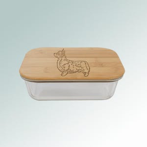 Medium Personalized Corgi Food Storage Container with your choice of Corgi Design | 100+ corgi designs to choose from.