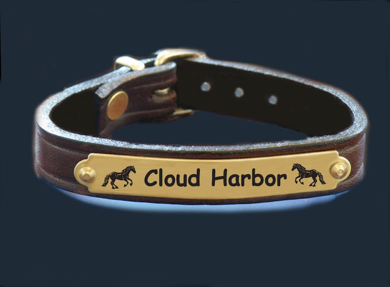 Horse Designs 5 Personalized Nameplate Leather Bracelet