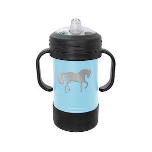 Custom Engraved Stainless Steel Sippy Cup with your choice of Horse Silhouette | Equestrian Sippy Cup | Horse Sippy Cup | Equestrian Gift