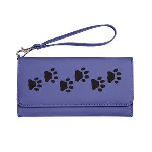 Cartera personalizada con correa de muñeca extraíble con su elección de silueta de perro / Cartera con pata de perro / Razas de perros / Regalo para perros