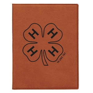 Custom Engraved Portfolio - 4-H Logo | 4-H Portfolio | 4-H Notepad | 4-H Gift | 4-H Award