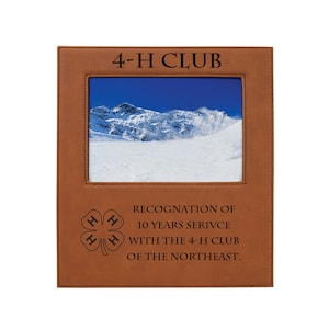 Large Engraving Area Leatherette Picture Frame with your choice of 4-H Logo | 4-H Picture Frame | 4-H Frame | 4-H Award | 4-H Gift