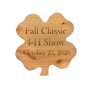 Custom Engraved Genuine Alder 4-H Clover Plaque | 4-H Award | 4-H Plaque | 4-H Recognition Gift