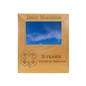 Large Engraving Area Alder Wood Picture Frame with your choice of 4-H Logo | 4-H Picture Frame | 4-H Frame | 4-H Award | 4-H Gift