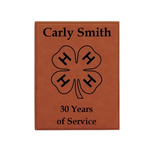 Leatherette Award Plaque with your choice of 4-H Logo | 4-H Plaque | 4-H Award | Personalized | 4-H Recognition Award | 4-H Achievement
