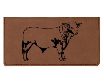 Engraved Leatherette Checkbook Cover with your choice of  Farm Animal Design | Farm Animal Checkbook Cover | Cow Checkbook Cover