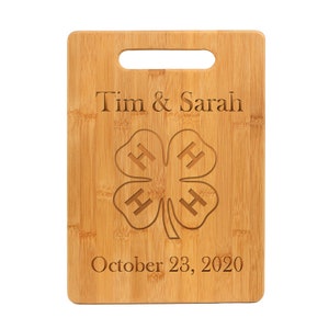 Custom Engraved Bamboo Cutting Board - 4-H Logo | Personalized | 4-H Club Gift | 4-H Award | 4-H Award | 4-H Cutting Board
