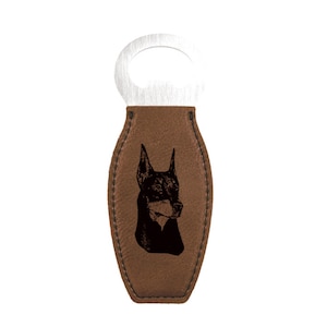 Engraved Leatherette Bottle Opener - Doberman Designs