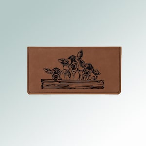 Engraved Leatherette Farm Animal Checkbook Cover with your choice of  Farm Animal Design | 100+ Farm Animal Designs | Cow Checkbook Cover