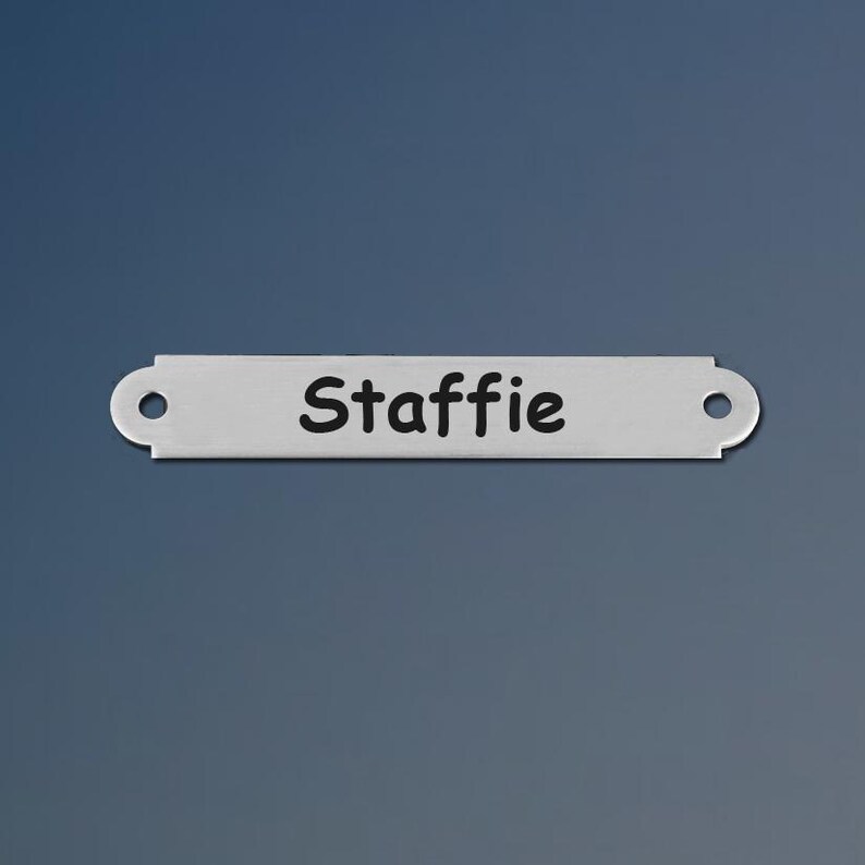 Engraved nickel silver horse saddle nameplate.