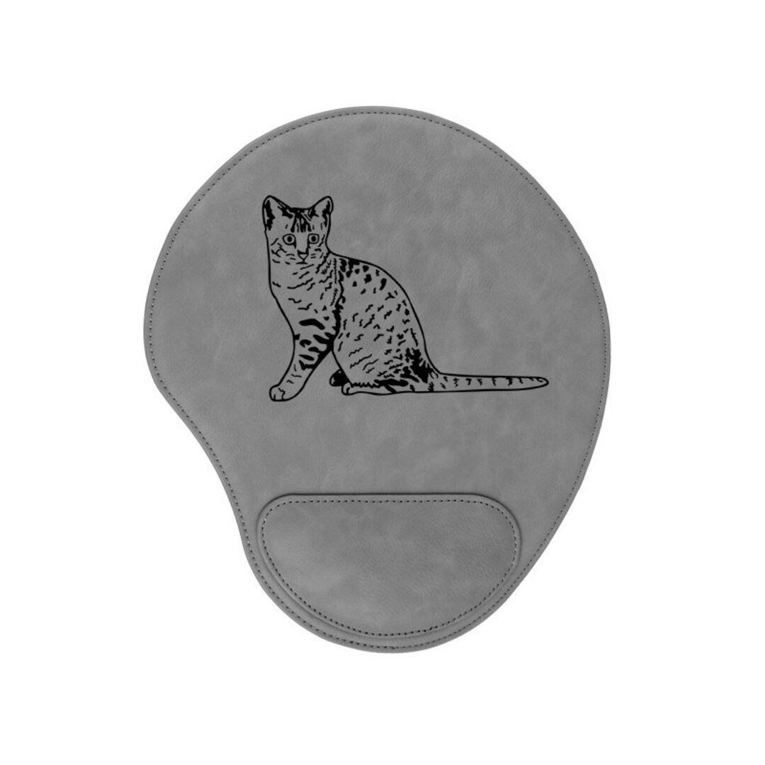 Engraved Leatherette Mouse Pad With Your Choice of Cat Design Cat Mouse