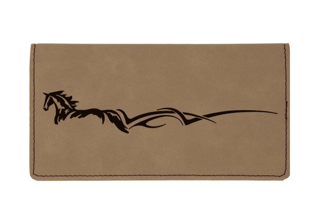 Engraved Leatherette Checkbook Cover Horse Designs 3 Horse Checkbook