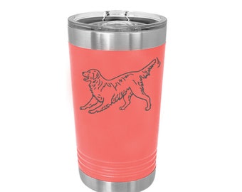 Stainless Steel Pint Glass with your choice of Golden Retriever Design | Golden Retriever Pint | Golden Retriever Gift