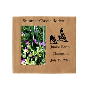Large Engraving Area Leatherette Picture Frame with your choice of Rodeo Design | Rodeo Gift | Rodeo Award | Rodeo Frame