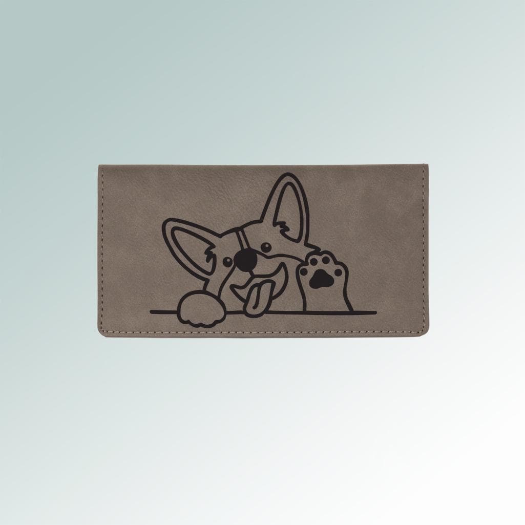 Engraved Leatherette Corgi Checkbook Cover 100+ Corgi Designs to Choose…